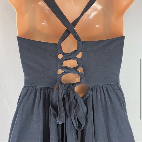 Urban Outfitters Charcoal Square Neck Lace-up Back Flowing Romper Size S - Picture 4 of 8